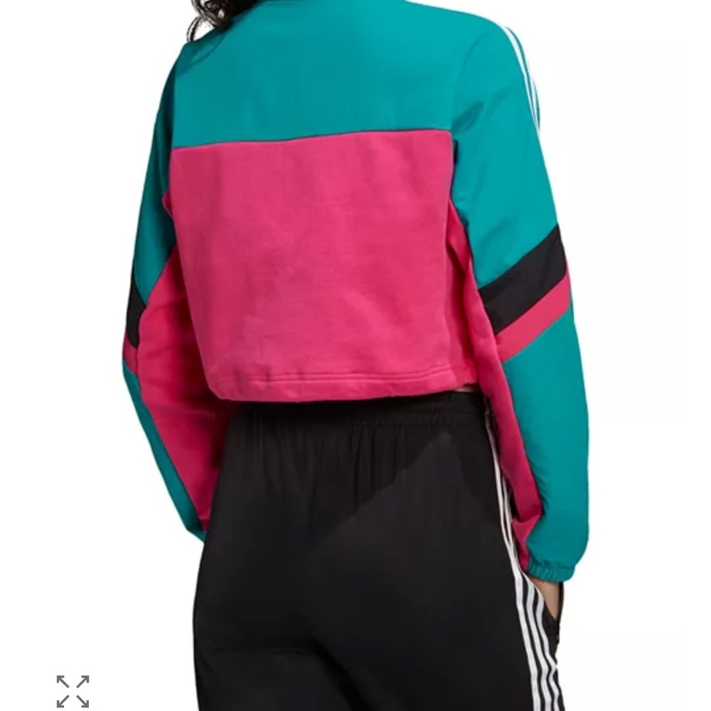 Adidas Teal and Pink Cropped Sweatshirt - Picture 4 of 10